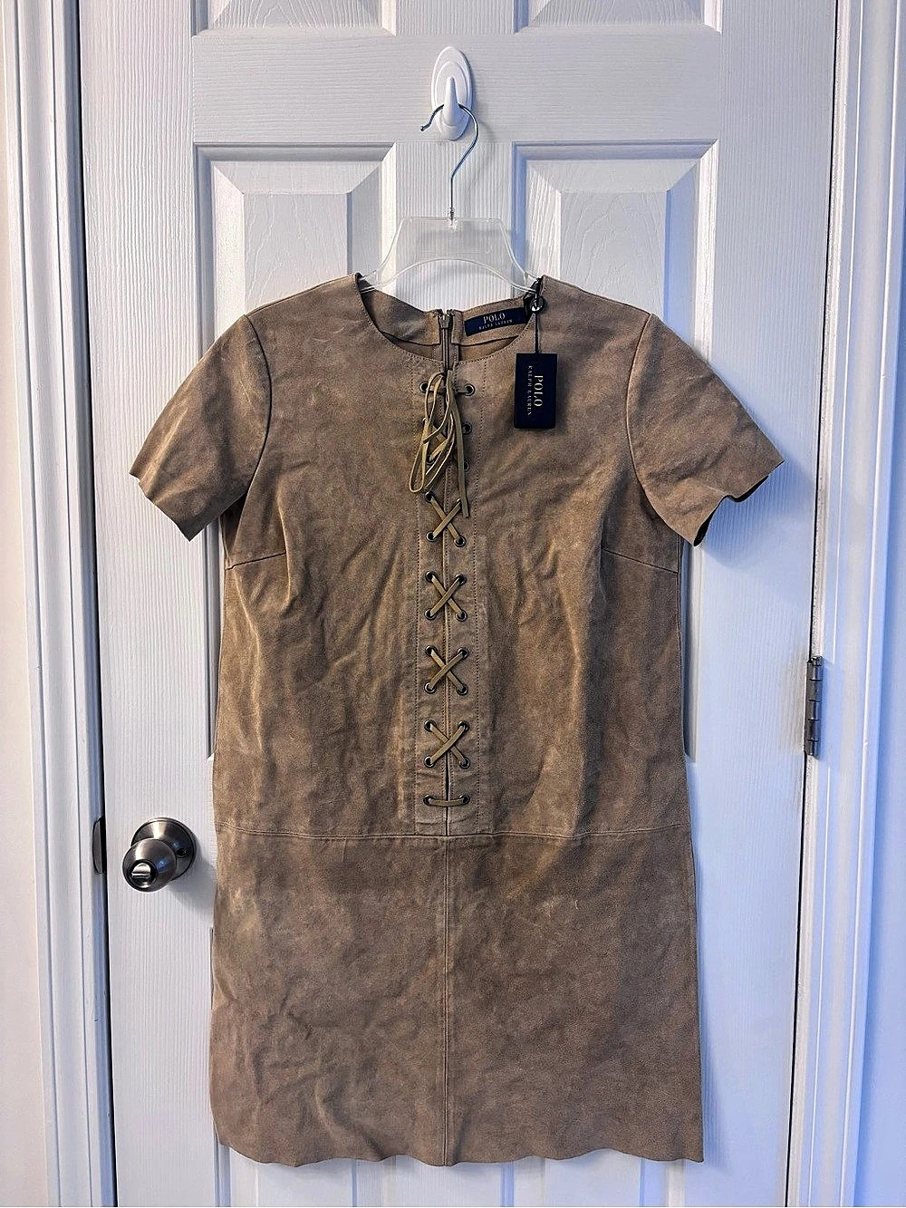 Polo Ralph Lauren Suede Lace-Up Dress Mini Dress Size 4 NWT